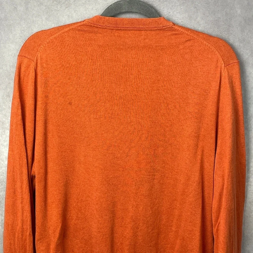 Banana Republic Sweater Mens L Orange Silk Cotton‎ Cashmere Luxury Blend V-Neck